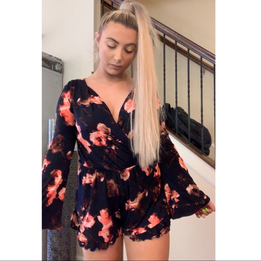 Limelush navy blue floral romper